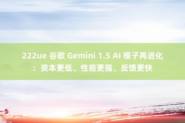 222ue 谷歌 Gemini 1.5 AI 模子再进化：资本更低、性能更强、反馈更快