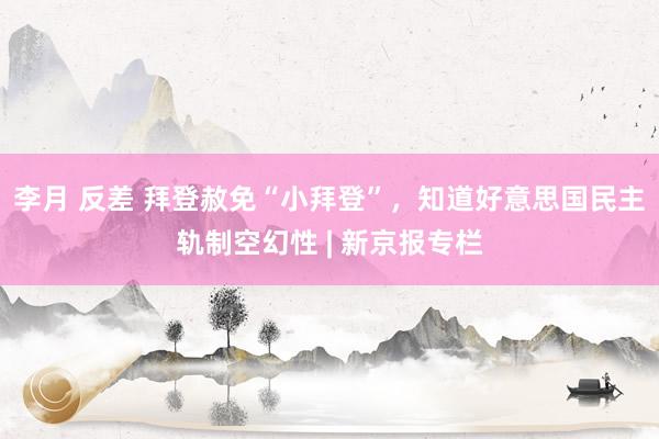 李月 反差 拜登赦免“小拜登”，知道好意思国民主轨制空幻性 | 新京报专栏