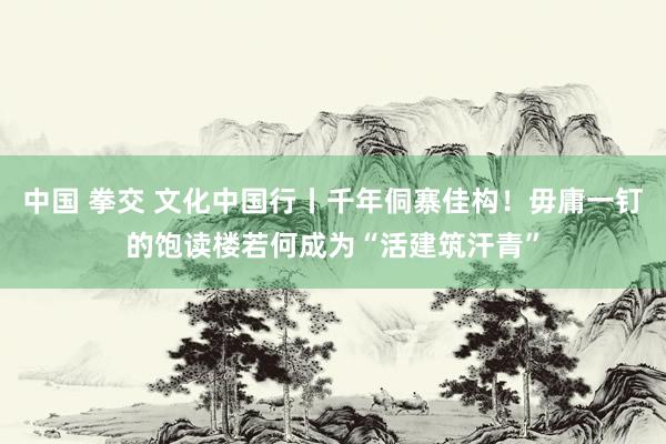 中国 拳交 文化中国行丨千年侗寨佳构！毋庸一钉的饱读楼若何成为“活建筑汗青”