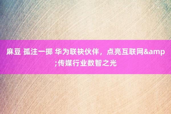 麻豆 孤注一掷 华为联袂伙伴，点亮互联网&传媒行业数智之光