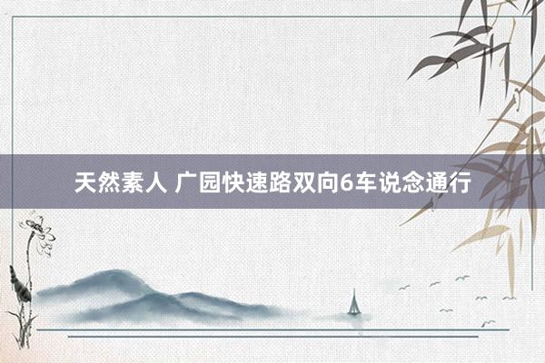 天然素人 广园快速路双向6车说念通行